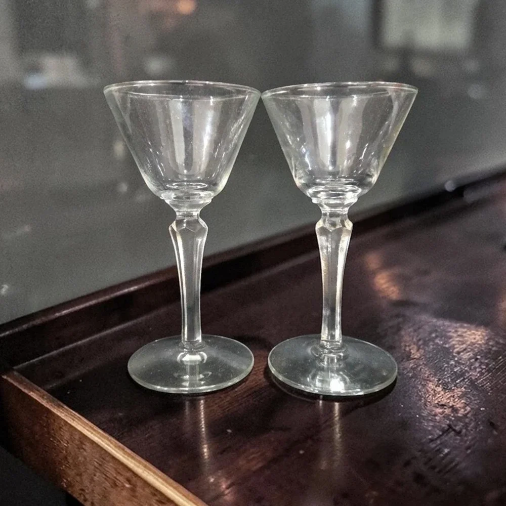 Libbey Faceted Stem Cocktail Glasses,‎ Set of 2, Vintage Replacement Stemware